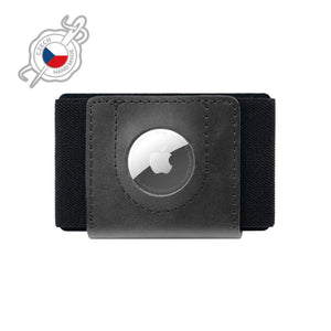 Kožená peněženka FIXED Tiny Wallet for AirTag z pravé hovězí kůže, černá - FIXED