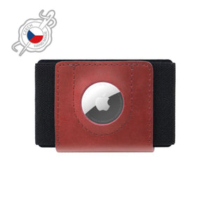 Kožená peněženka FIXED Tiny Wallet for AirTag z pravé hovězí kůže, červená - FIXED