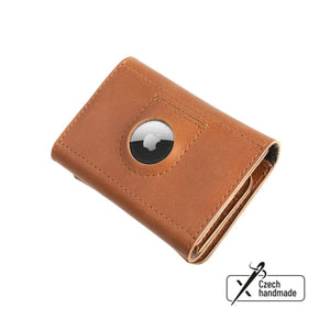 Kožená peněženka FIXED Tripple Wallet for AirTag z pravé hovězí kůže, hnědá - FIXED