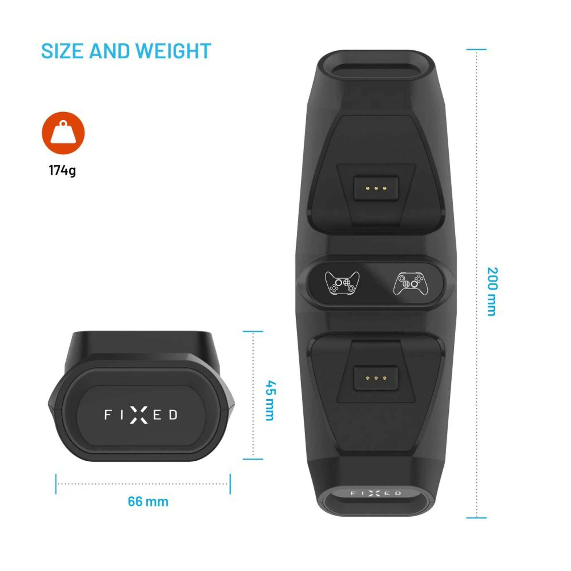 Dobíjecí stanice FIXED pro dva bezdrátové ovladače Xbox Series S, X a One, černá - FIXED