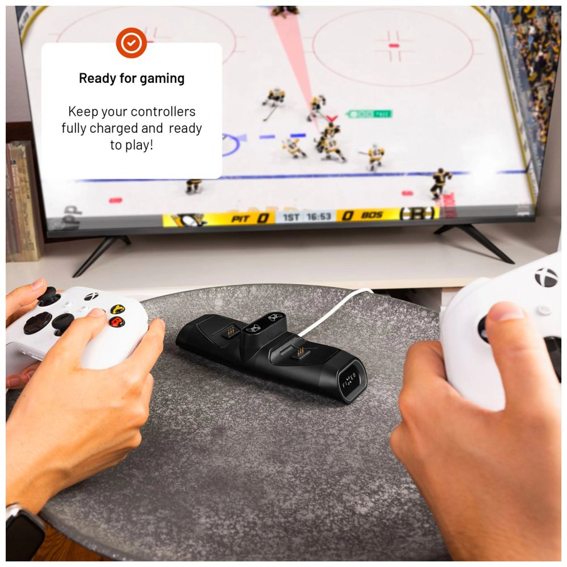 Dobíjecí stanice FIXED pro dva bezdrátové ovladače Xbox Series S, X a One, černá - FIXED
