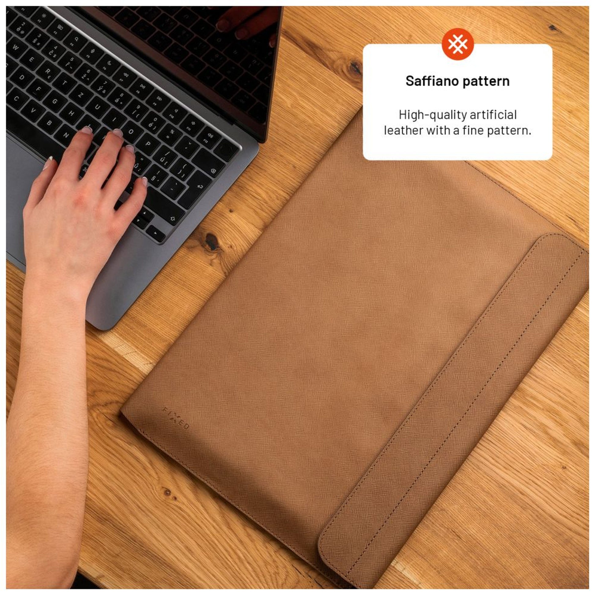 Pouzdro FIXED York pro notebooky o úhlopříčce do 13", krémové - FIXED