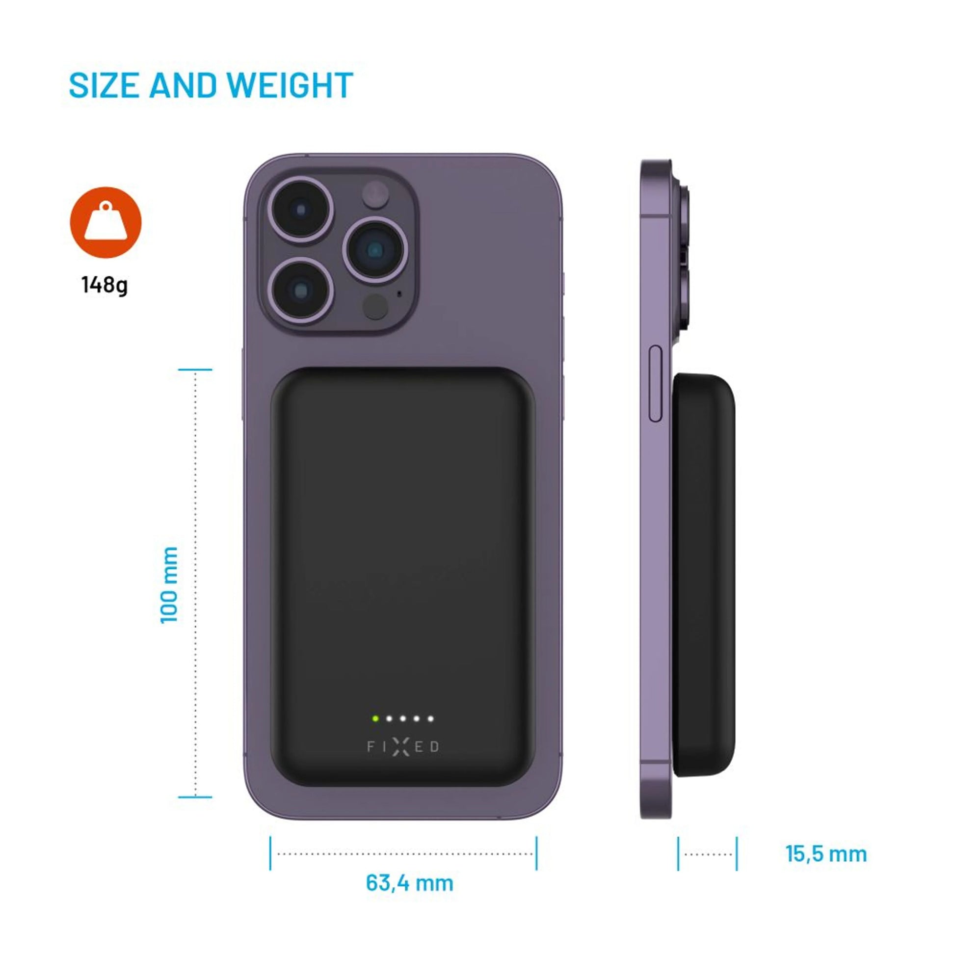 Powerbanka FIXED MagZen s bezdrátovým nabíjením a podporou Magsafe, 6 000 mAh, černá - FIXED