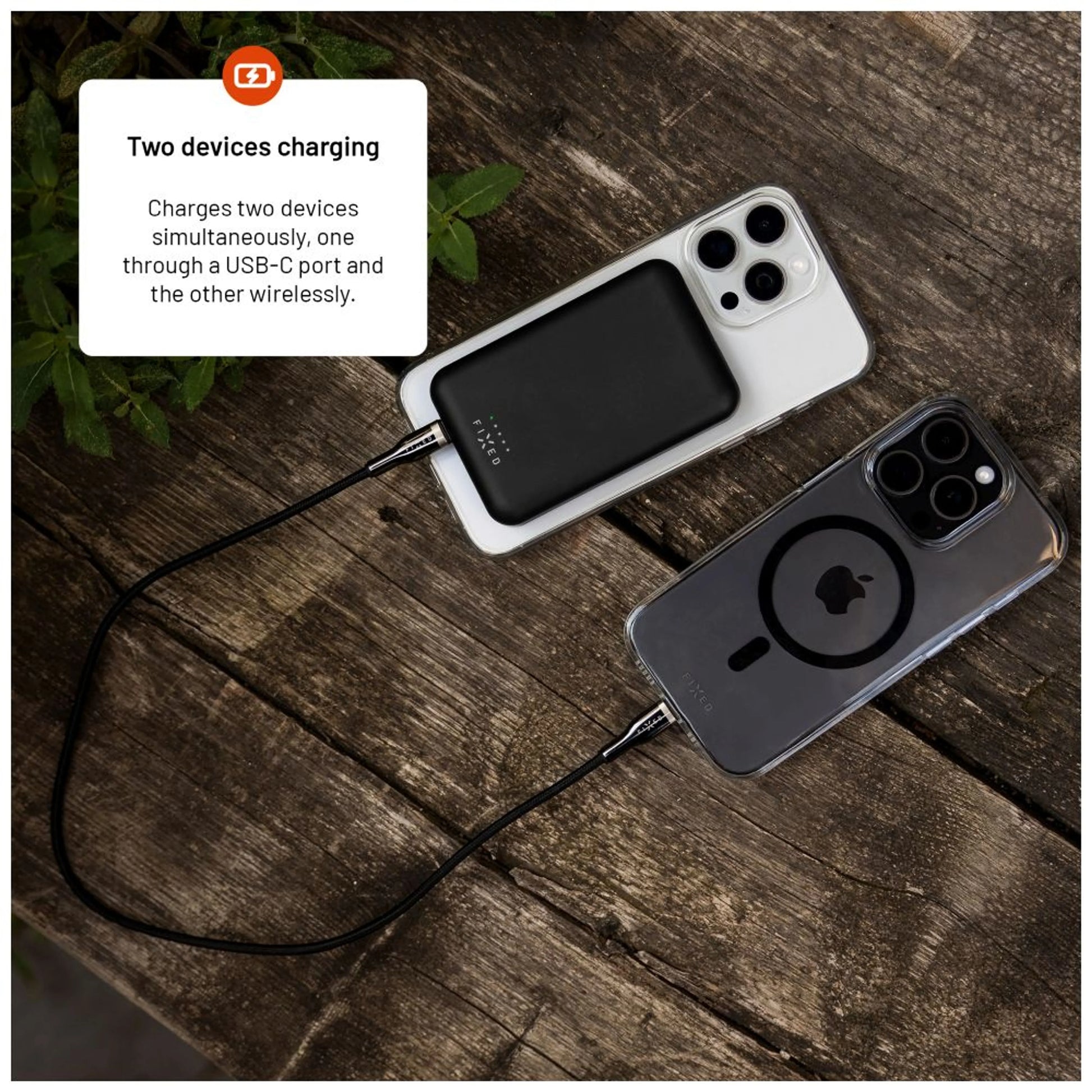 Powerbanka FIXED MagZen s bezdrátovým nabíjením a podporou Magsafe, 6 000 mAh, černá - FIXED