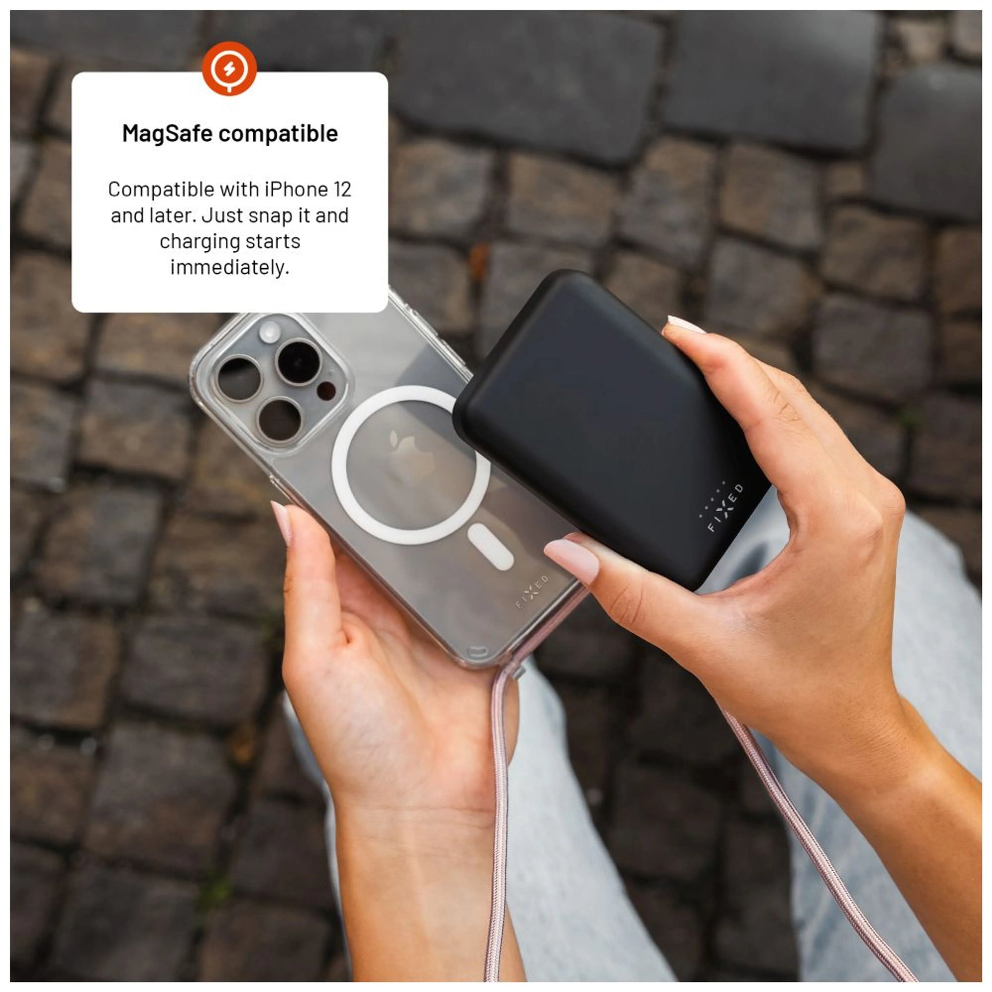 Powerbanka FIXED MagZen s bezdrátovým nabíjením a podporou Magsafe, 6 000 mAh, černá - FIXED