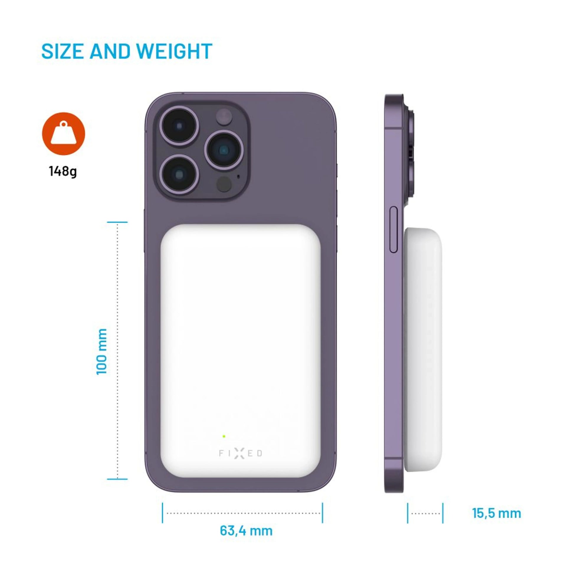 Powerbanka FIXED MagZen s bezdrátovým nabíjením a podporou Magsafe, 6 000 mAh, bílá - FIXED