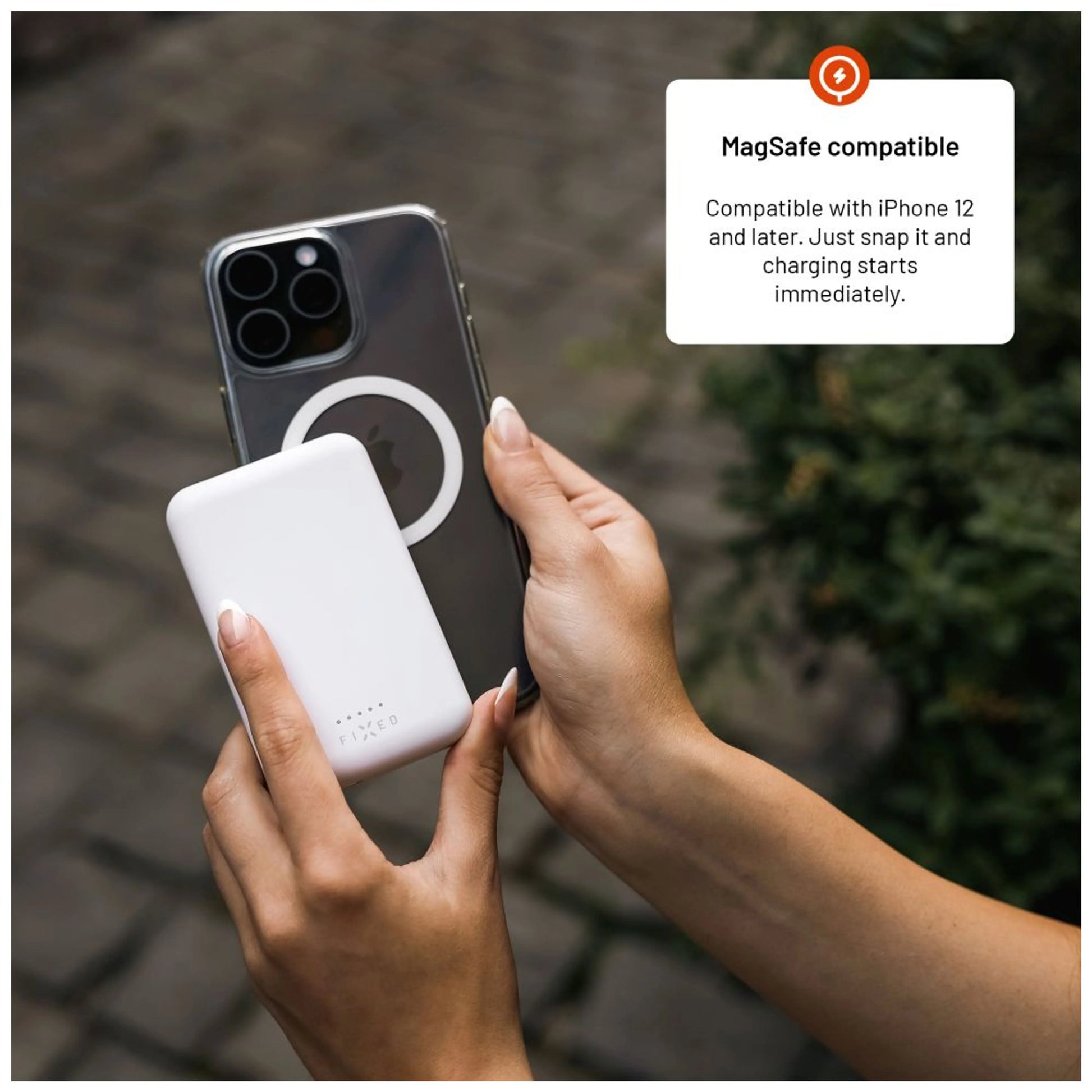 Powerbanka FIXED MagZen s bezdrátovým nabíjením a podporou Magsafe, 6 000 mAh, bílá - FIXED