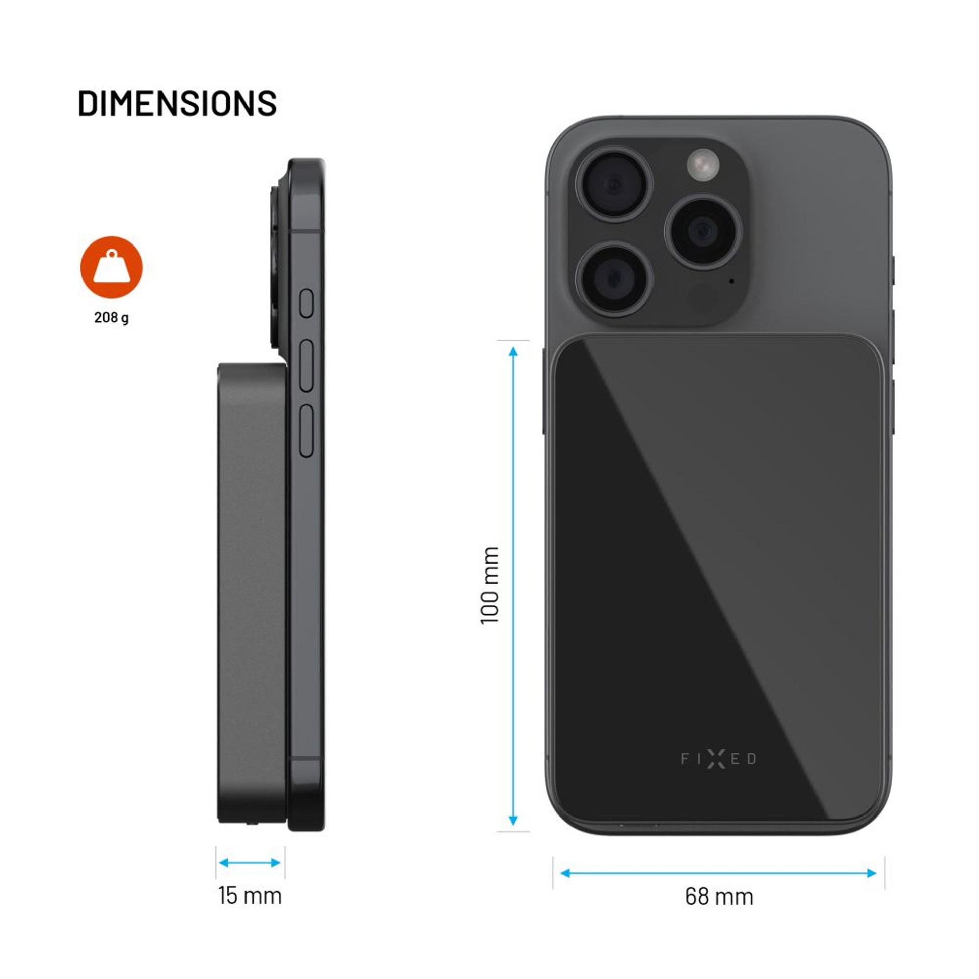 Powerbanka FIXED MagZen 10 Crystal s bezdrátovým nabíjením se standardem Qi2 a podporou MagSafe, 10 000 mAh, černá - FIXED