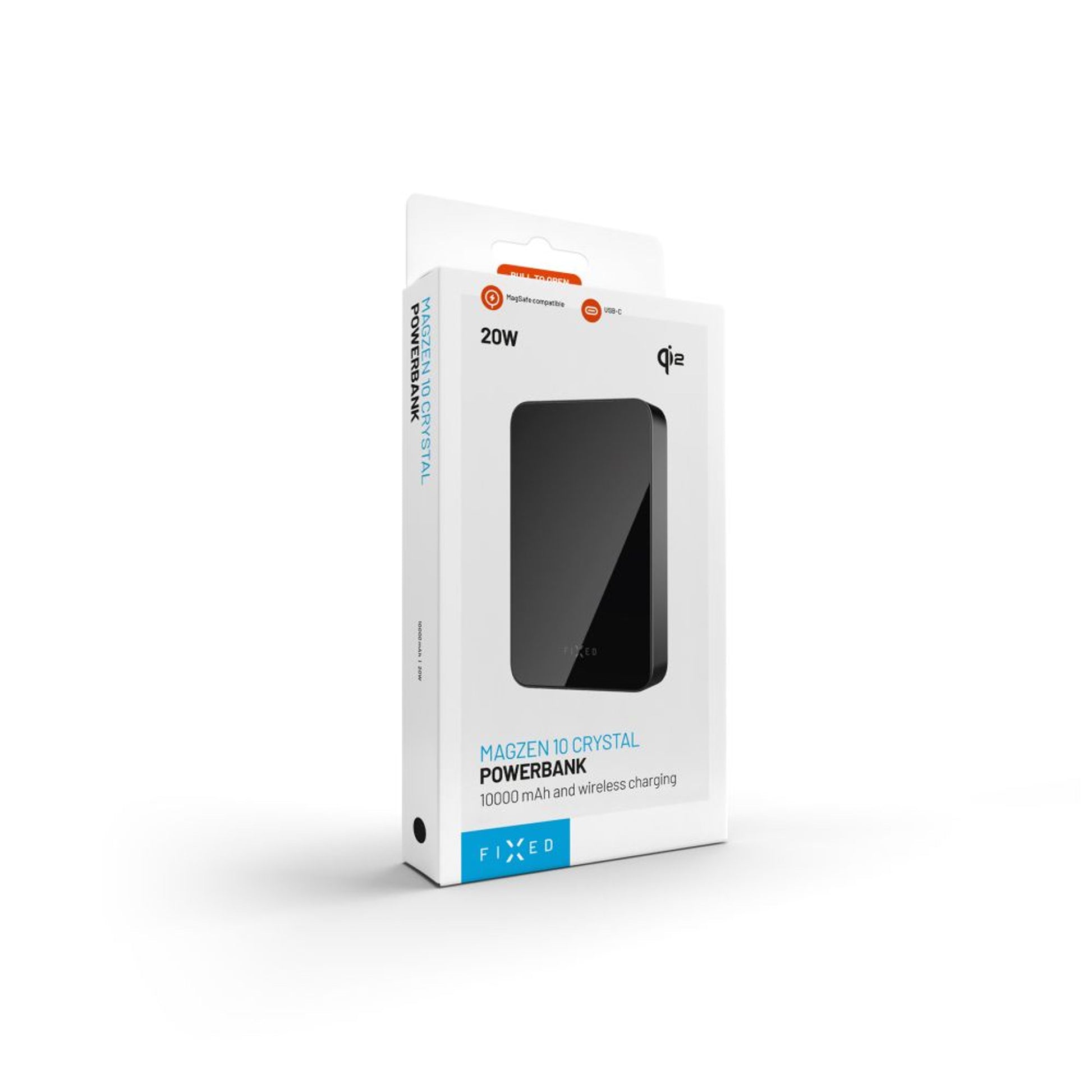 Powerbanka FIXED MagZen 10 Crystal s bezdrátovým nabíjením se standardem Qi2 a podporou MagSafe, 10 000 mAh, černá - FIXED