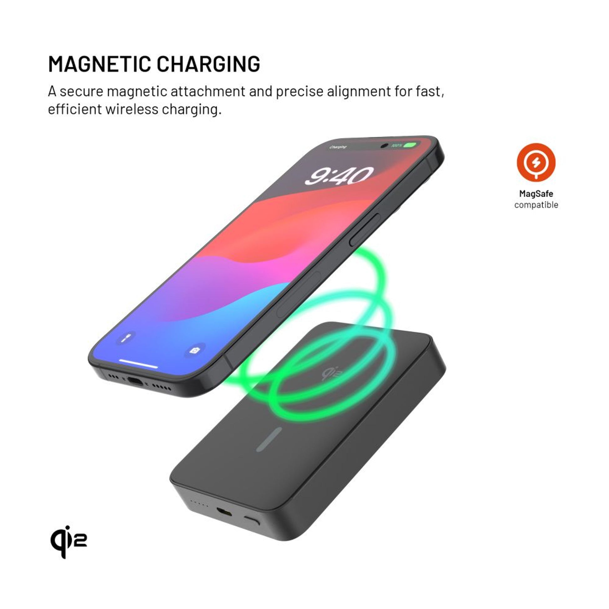 Powerbanka FIXED MagZen 10 Crystal s bezdrátovým nabíjením se standardem Qi2 a podporou MagSafe, 10 000 mAh, černá - FIXED