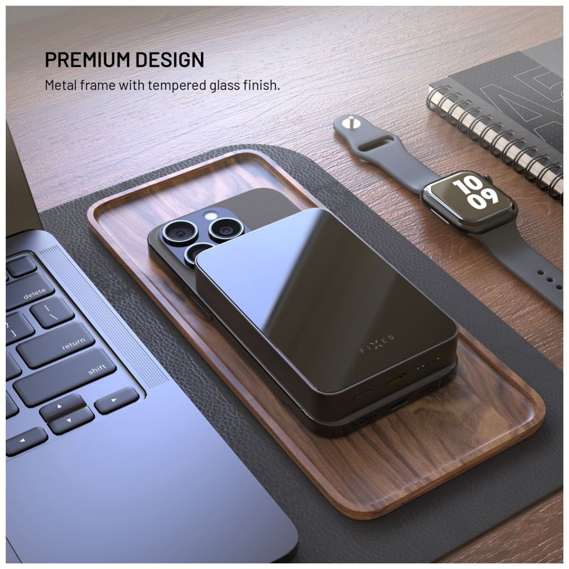 Powerbanka FIXED MagZen 10 Crystal s bezdrátovým nabíjením se standardem Qi2 a podporou MagSafe, 10 000 mAh, černá - FIXED