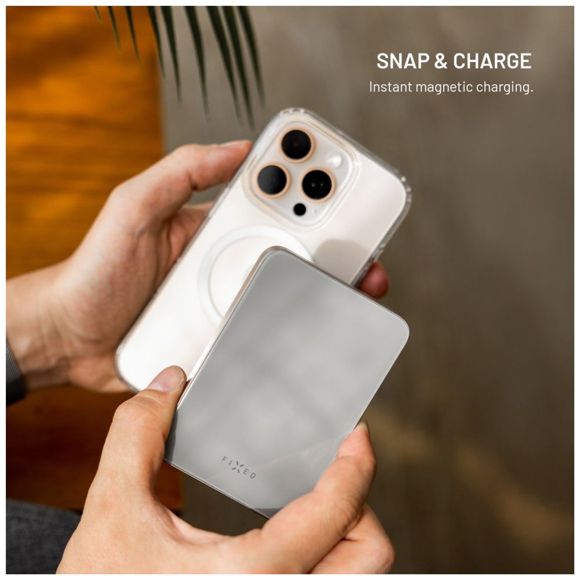 Powerbanka FIXED MagZen 10 Crystal s bezdrátovým nabíjením se standardem Qi2 a podporou MagSafe, 10 000 mAh, černá - FIXED