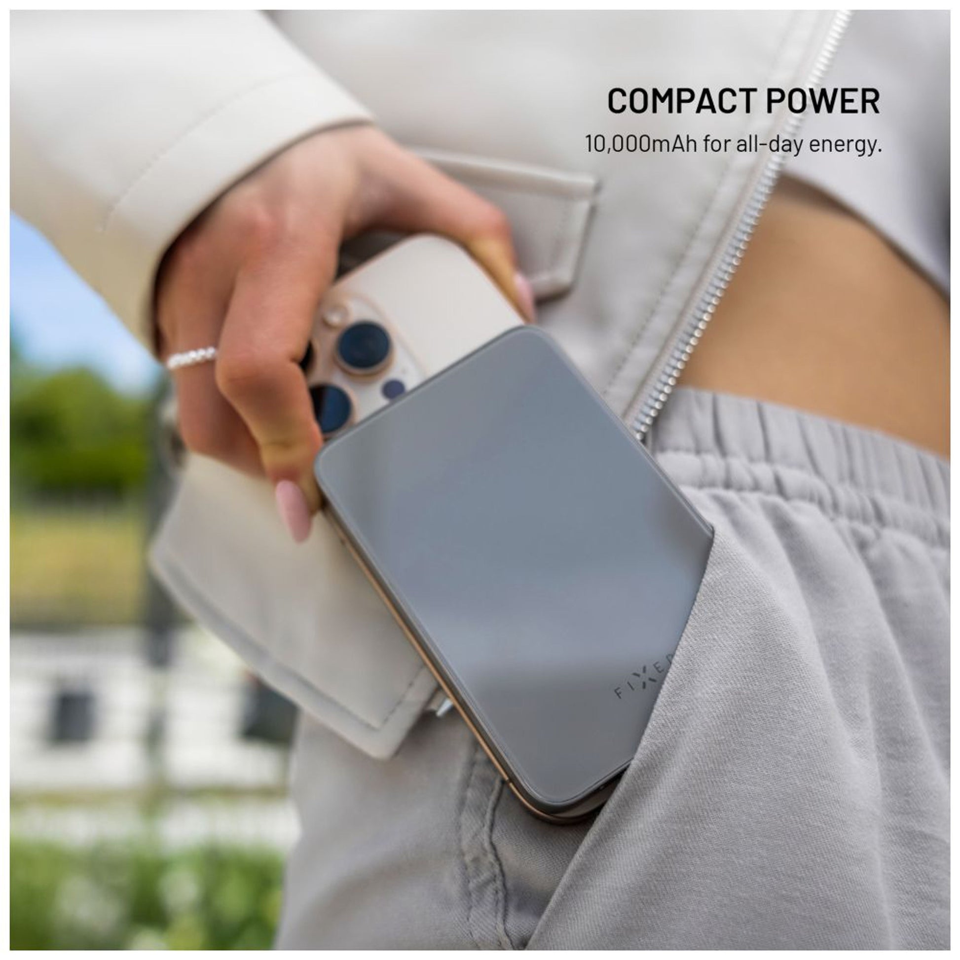 Powerbanka FIXED MagZen 10 Crystal s bezdrátovým nabíjením se standardem Qi2 a podporou MagSafe, 10 000 mAh, černá - FIXED