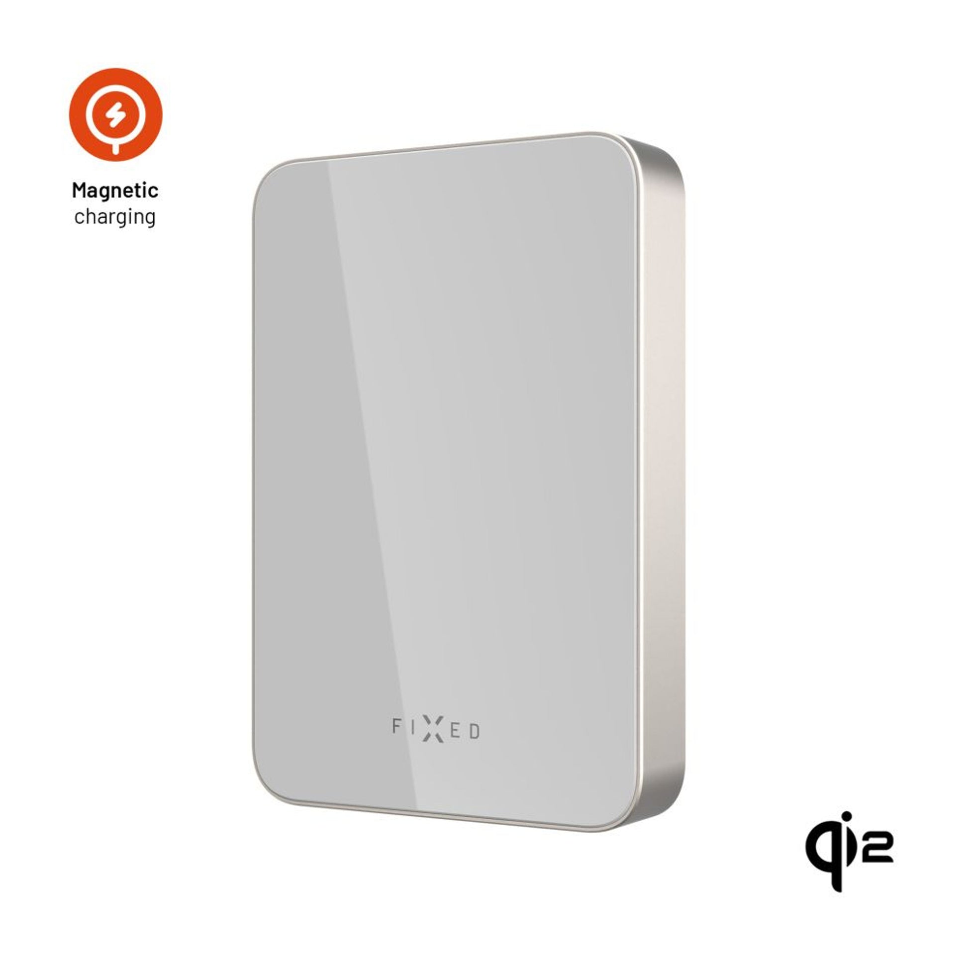 Powerbanka FIXED MagZen 10 Crystal s bezdrátovým nabíjením se standardem Qi2 a podporou MagSafe, 10 000 mAh, titanová - FIXED