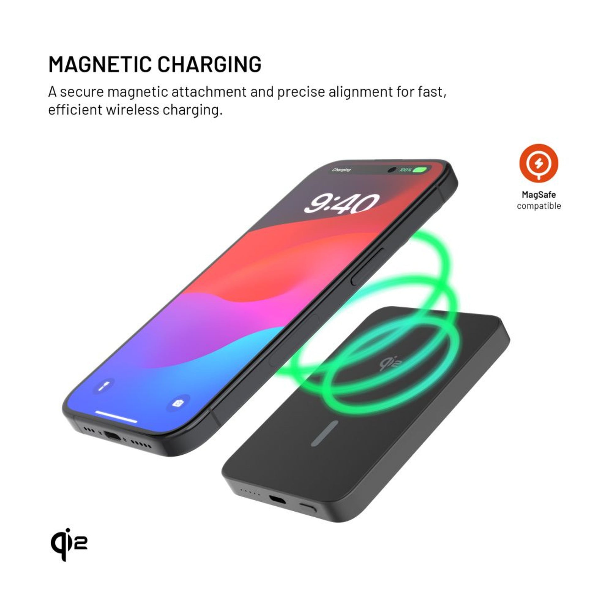 Powerbanka FIXED MagZen 5 Crystal s bezdrátovým nabíjením se standardem Qi2 a podporou MagSafe, 5 000 mAh, černá - FIXED