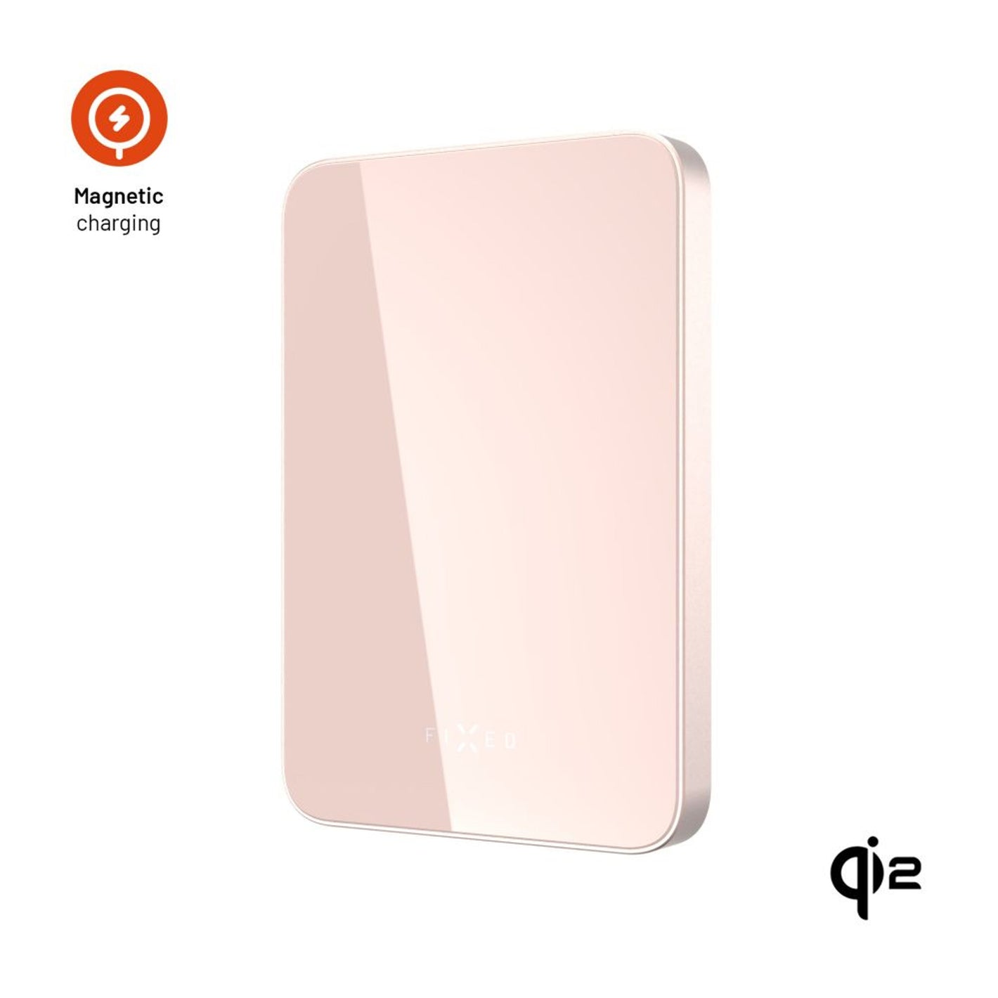 Powerbanka FIXED MagZen 5 Crystal s bezdrátovým nabíjením se standardem Qi2 a podporou MagSafe, 5 000 mAh, růžová - FIXED