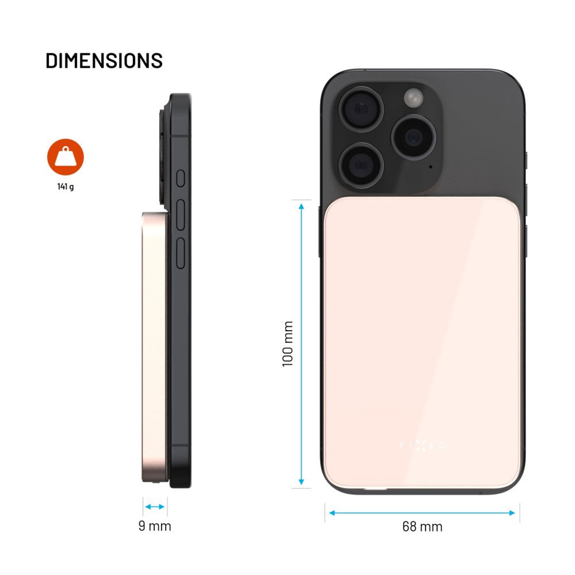 Powerbanka FIXED MagZen 5 Crystal s bezdrátovým nabíjením se standardem Qi2 a podporou MagSafe, 5 000 mAh, růžová - FIXED