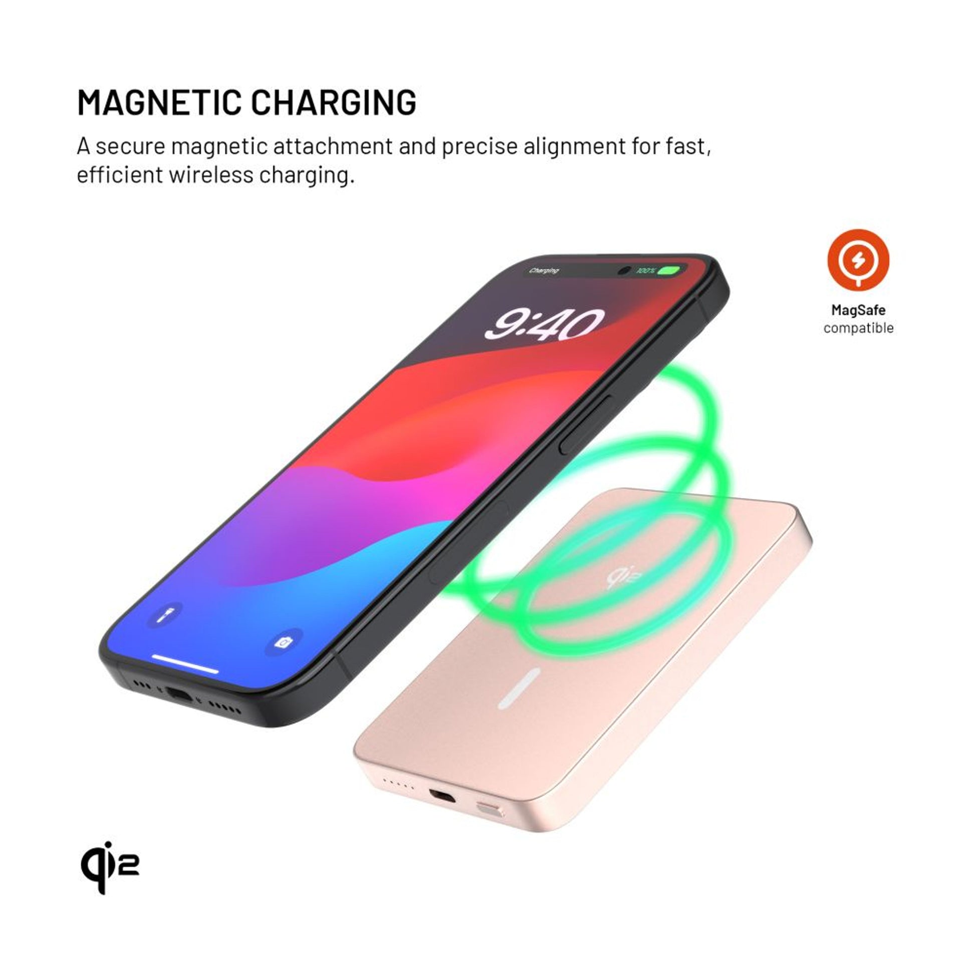 Powerbanka FIXED MagZen 5 Crystal s bezdrátovým nabíjením se standardem Qi2 a podporou MagSafe, 5 000 mAh, růžová - FIXED