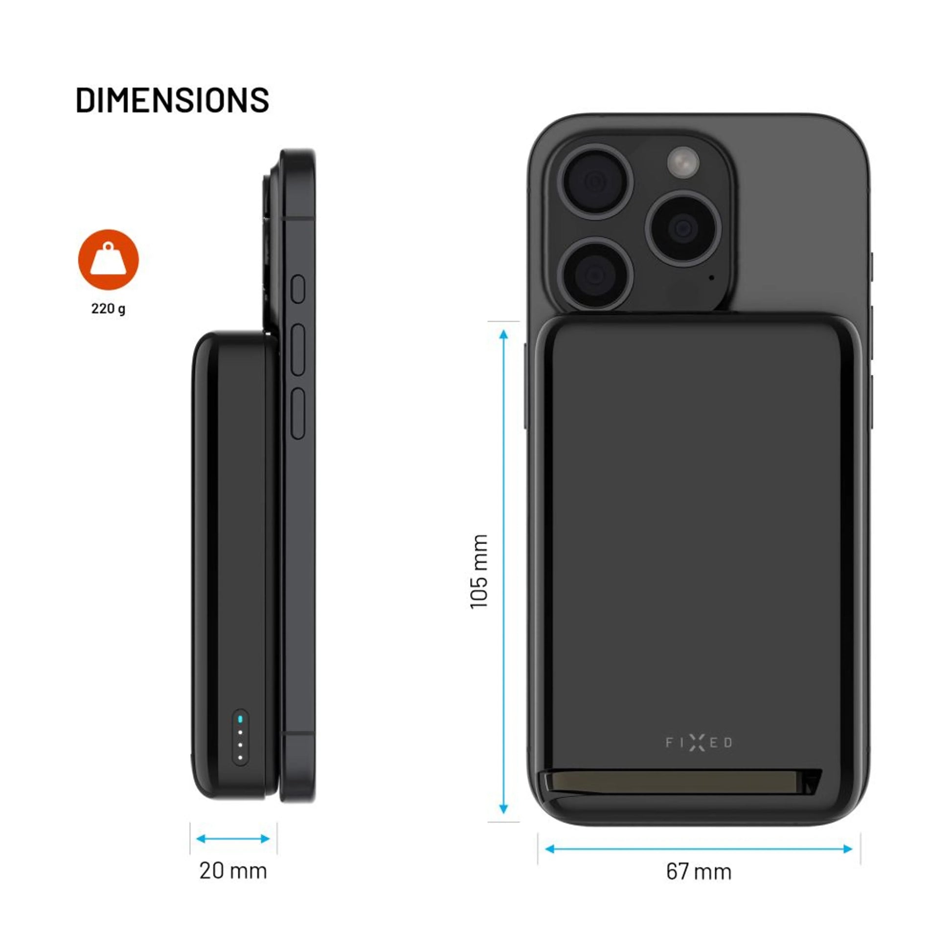 Powerbanka FIXED MagZen 10 Pro s bezdrátovým nabíjením se standardem Qi2 a podporou MagSafe, 10 000 mAh, černá - FIXED