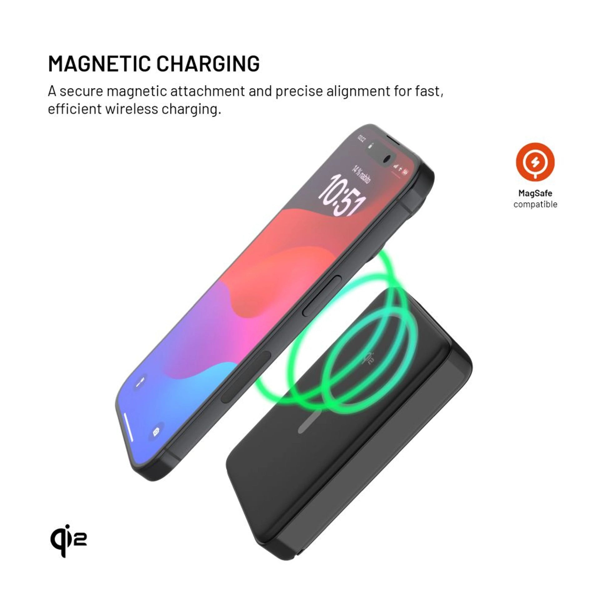 Powerbanka FIXED MagZen 10 Pro s bezdrátovým nabíjením se standardem Qi2 a podporou MagSafe, 10 000 mAh, černá - FIXED