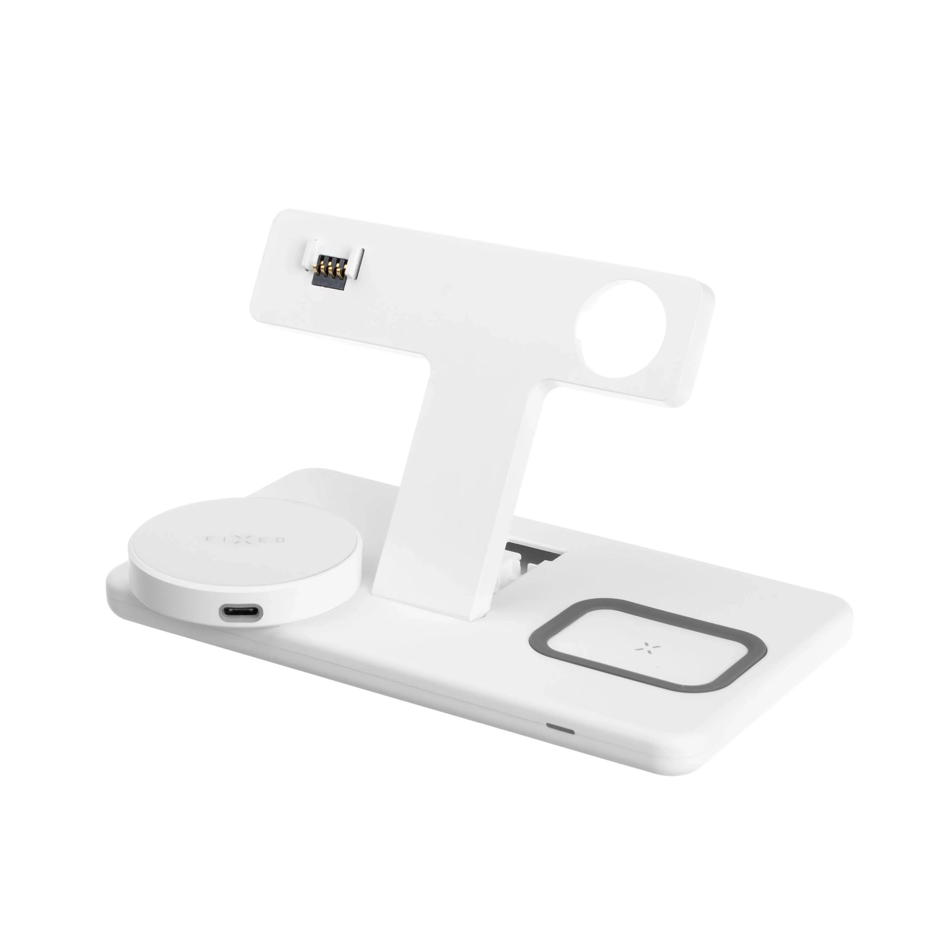 Stojánek s bezdrátovým nabíjením 3v1 FIXED MagPowerstation s podporou uchycení MagSafe, 15W+15W+5W, bíly,rozbaleno - FIXED