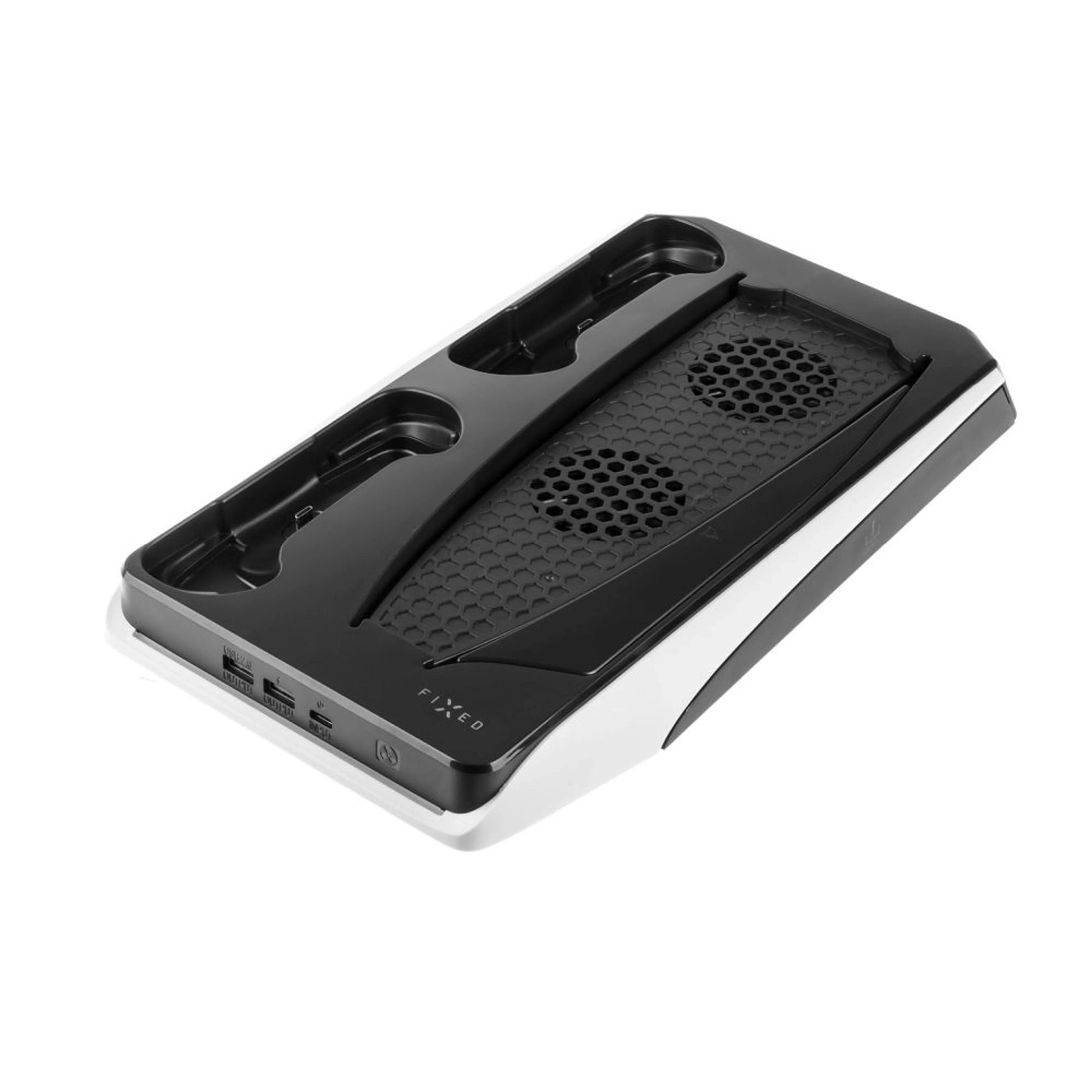 Multifunkční stanice FIXED pro PlayStation 5 s chlazením a nabíjením pro dva ovladače DualSense, černo-bílá,rozbaleno - FIXED