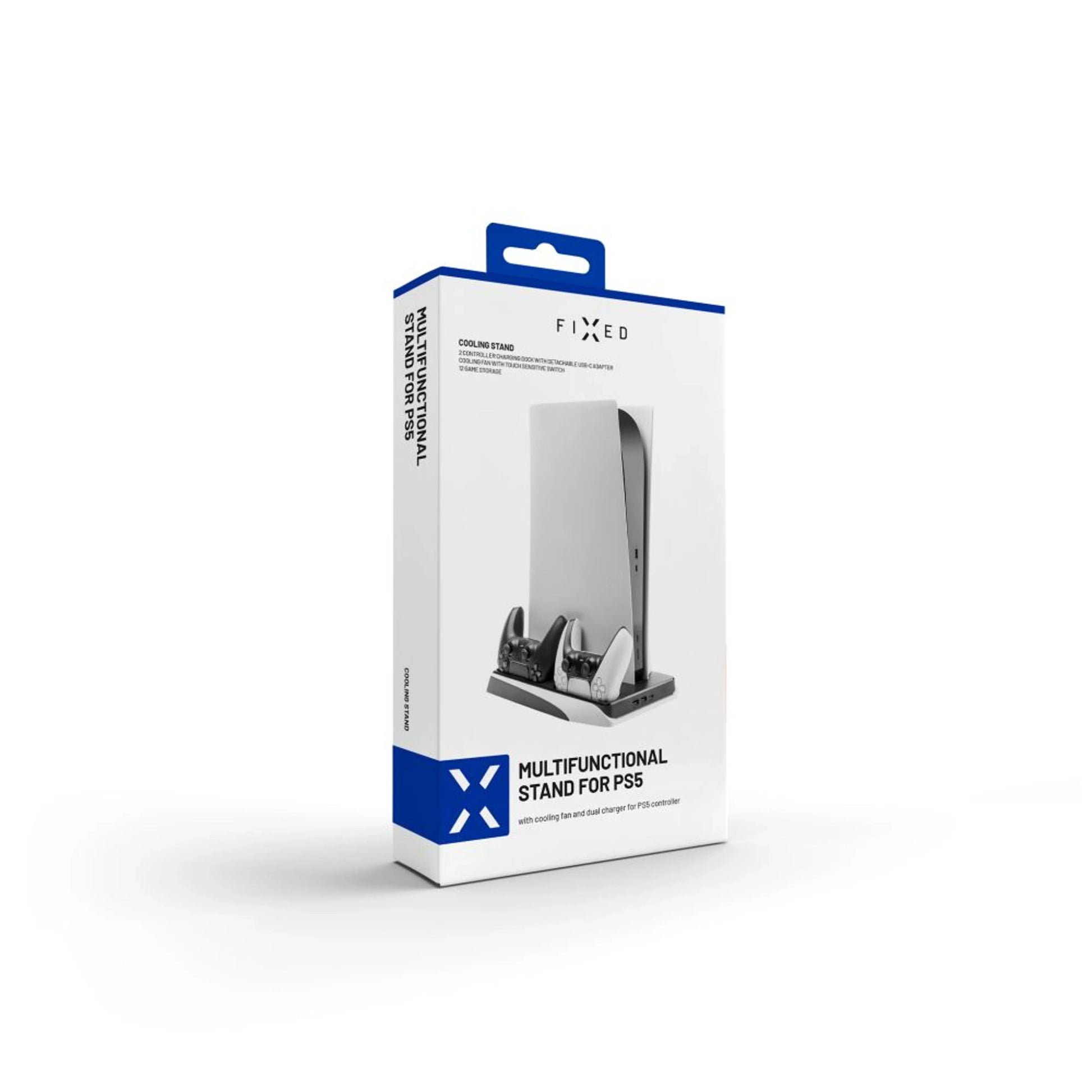Multifunkční stanice FIXED pro PlayStation 5 s chlazením a nabíjením pro dva ovladače DualSense, černo-bílá,rozbaleno - FIXED