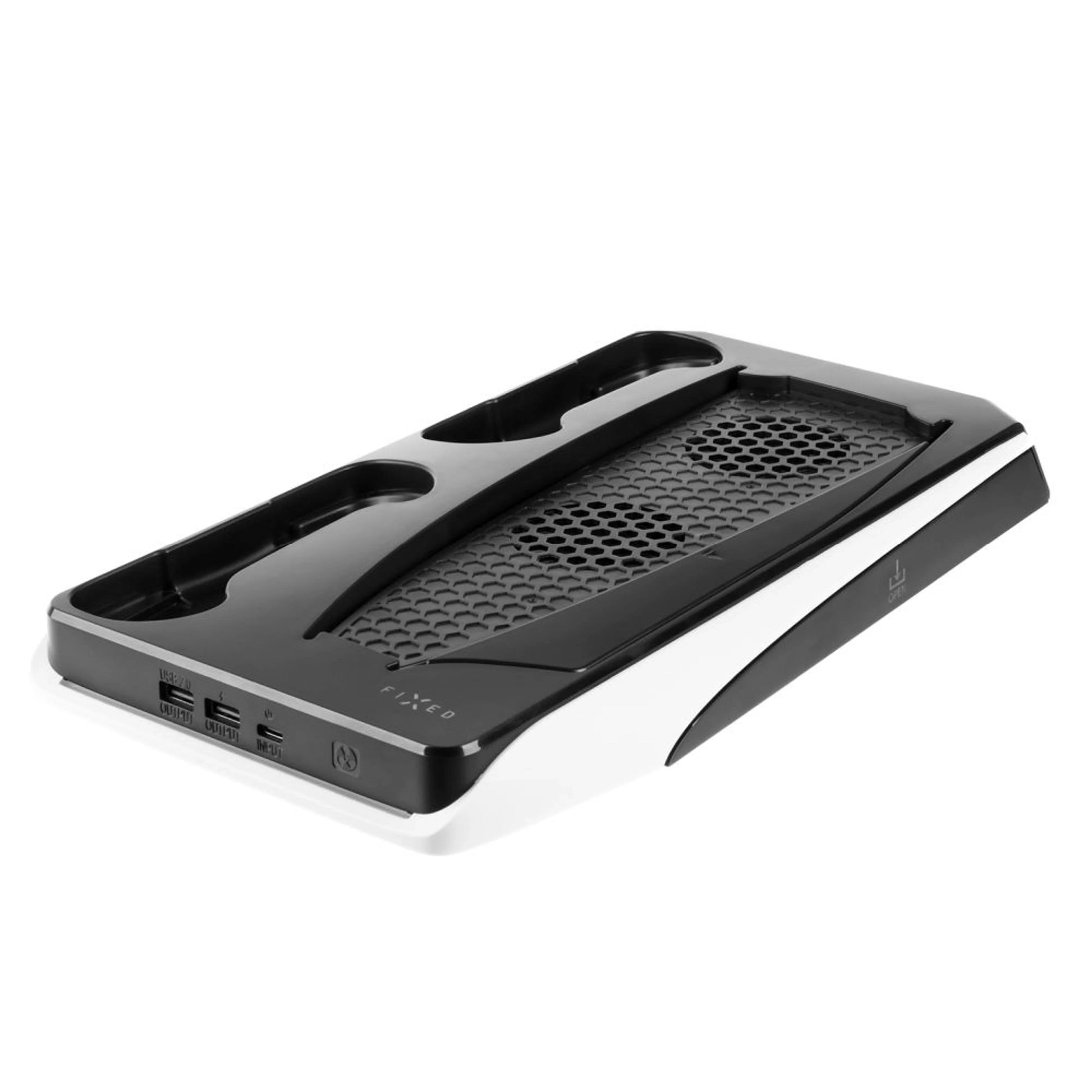 Multifunkční stanice FIXED pro PlayStation 5 s chlazením a nabíjením pro dva ovladače DualSense, černo-bílá,rozbaleno - FIXED
