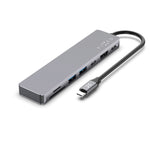 7-portový hliníkový USB-C FIXED HUB Card pro notebooky a tablety, šedý - FIXED
