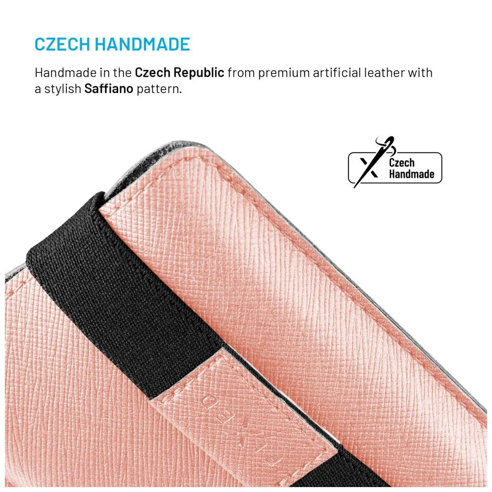 Univerzální pouzdro FIXED Lucca se zavíracím popruhem pro telefony do 6,9", broskvové - FIXED