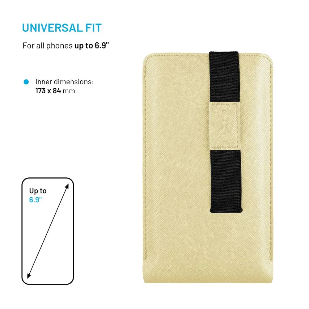 Univerzální pouzdro FIXED Lucca se zavíracím popruhem pro telefony do 6,9", světle žluté - FIXED