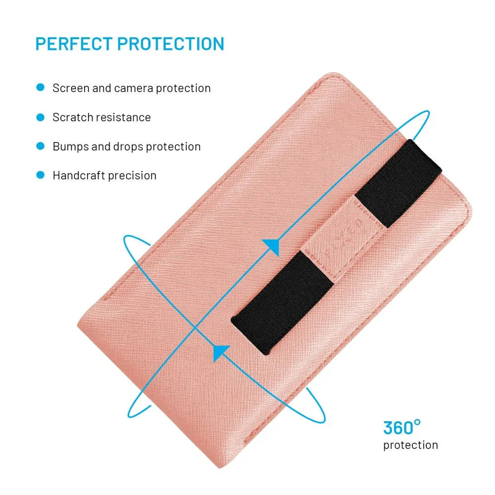 Univerzální pouzdro FIXED Lucca se zavíracím popruhem pro telefony do 6,9", broskvové - FIXED