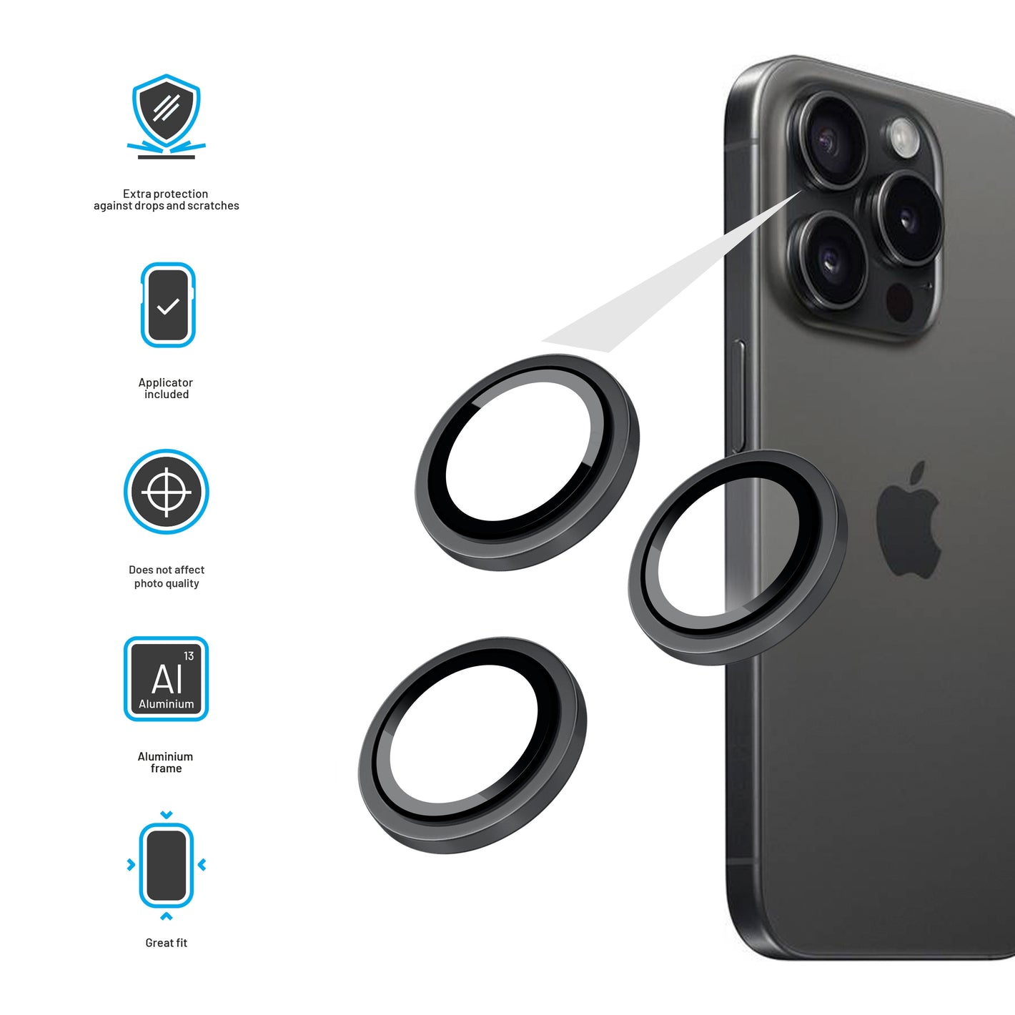 Ochranné sklá šošoviek fotoaparátov FIXED Camera Glass pre Samsung Galaxy A57 5G, čierna