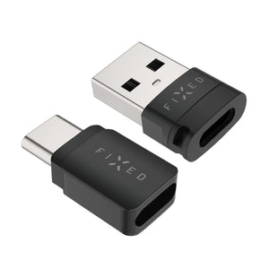 Hliníkový USB-C/C a USB-C/U Data blocker 2in1 FIXED, černý - FIXED
