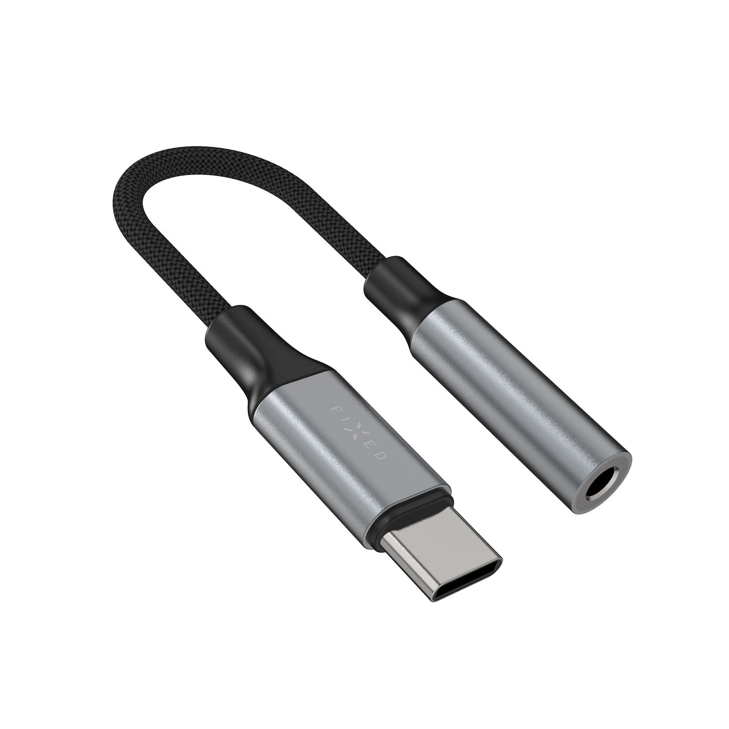 FIXED Link USB-C-auf-3,5-mm-Klinkenstecker-Adapter aus Aluminium, Space Grau