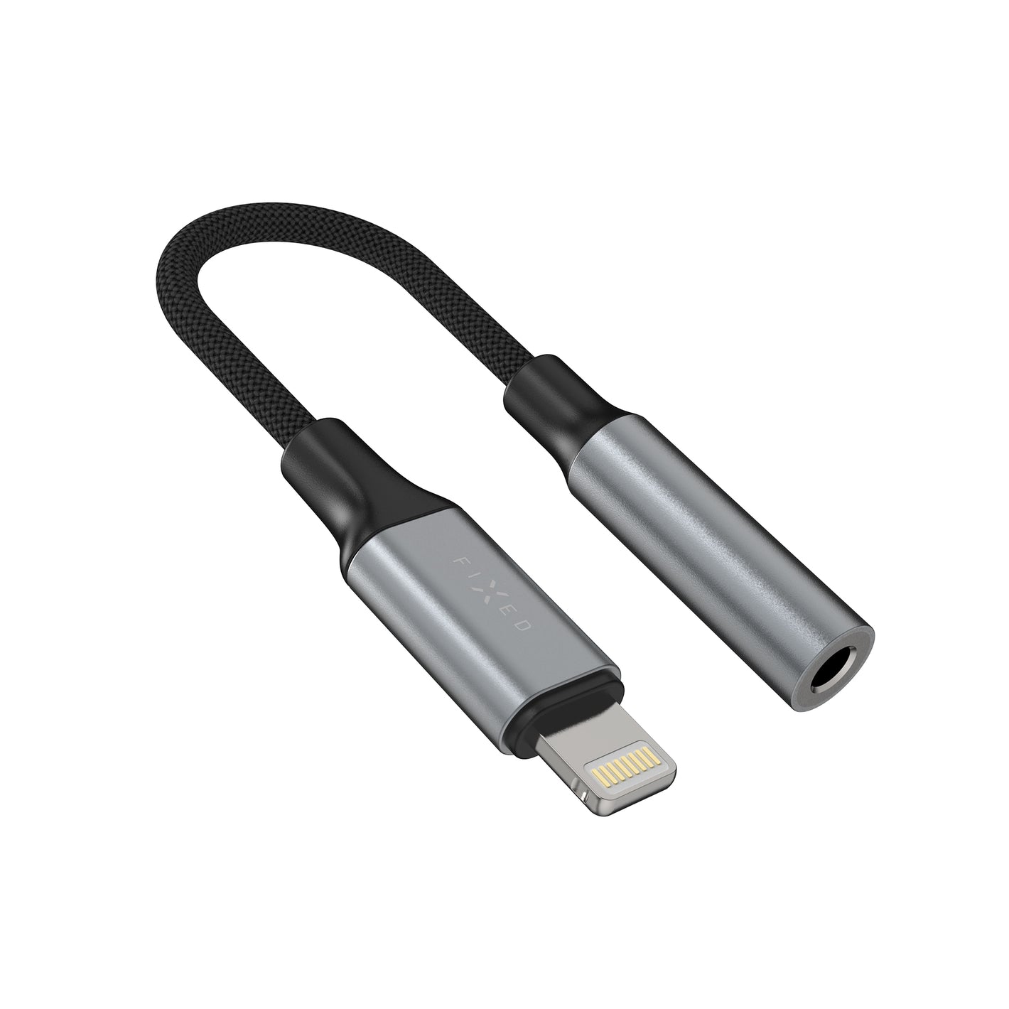 Aluminium-Adapter FIXED Link Lightning auf 3,5-mm-Klinkenstecker, Space Grau