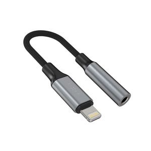 Aluminium-Adapter FIXED Link Lightning auf 3,5-mm-Klinkenstecker, Space Grau