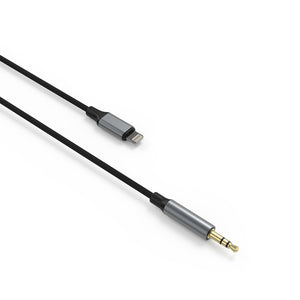 Audio kabel FIXED Link Lightning na 3,5mm jack, 1.5m, space gray