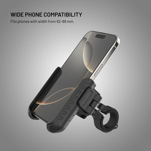 Univerzální držák mobilního telefonu na motorku a kolo FIXED Bikee Anti-Shock s antivibračním modulem, černý