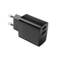 FIXED Dual USB Travel Charger 17W + USB/USB-C Cable, black