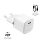 FIXED Mini 20W USB-C Netzladegerät mit USB-C/USB-C-Kabel, weiß