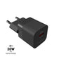 FIXED Mini USB-C/USB Travel Charger 20W, black