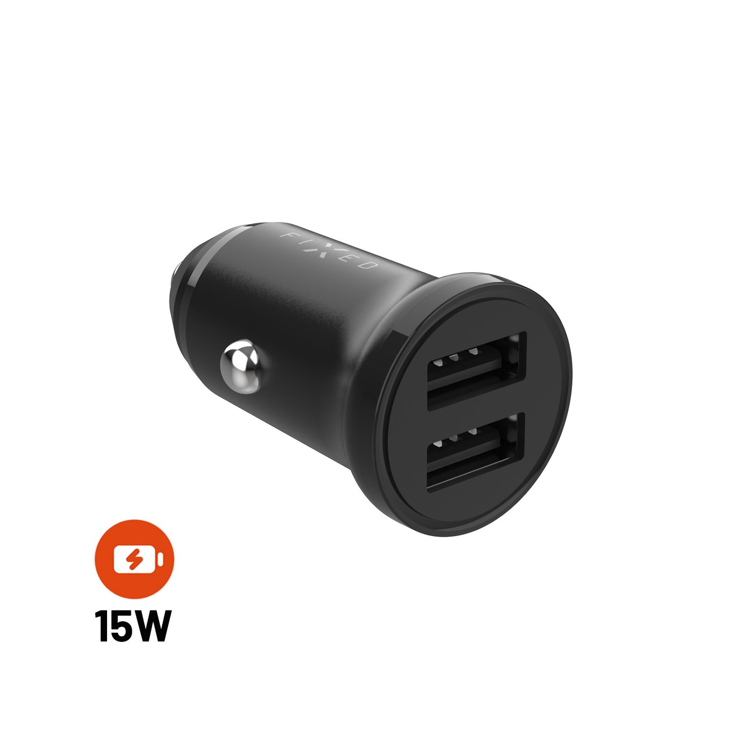 Autonabíječka FIXED s 2xUSB výstupem, 15W Smart Rapid Charge, černá