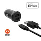 Set autonabíječky FIXED s 2xUSB výstupem a USB/Lightning kabelu, 1 metr, MFi certifikace, 15W Smart Rapid Charge, černá