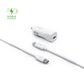 Set autonabíječky FIXED s USB-C výstupem a USB-C/USB-C kabelu, podpora PD, 1 metr, 18W, bílý