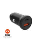 Autonabíječka FIXED s USB-C a USB výstupem a podporou PD, 20W, černá