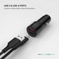 Festes Kfz-Ladegerät mit USB-C-und USB-A-Ausgang, PD 3.0-Unterstützung, 63 W, schwarz