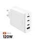 FIXED GaN 3xUSB-C/USB Reiseladegerät 120W, weiß