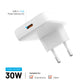 FIXED Slim USB-C Travel Charger, GaN, PD support, 30W, white