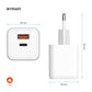 Ładowarka sieciowa FIXED Mini GaN z wyjściem USB-C i USB oraz obsługą PD, 45W, biała